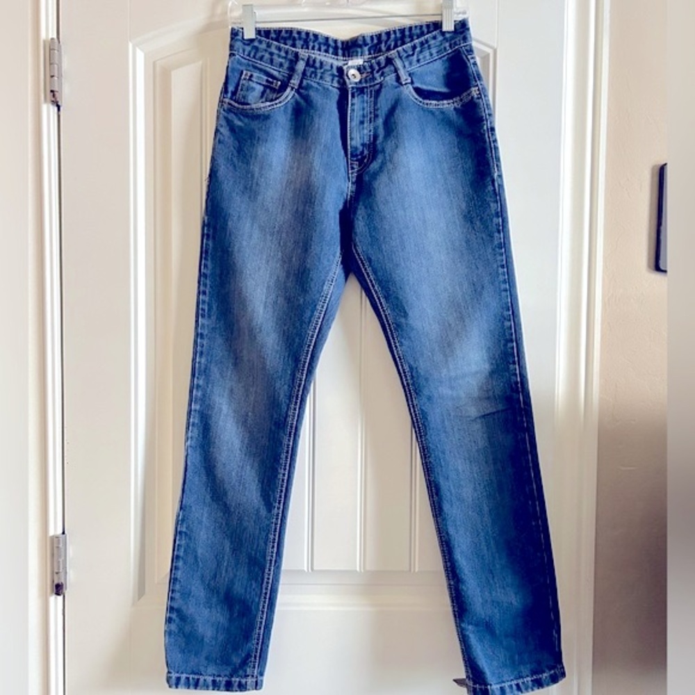 Woolworths Jeans To Fit Waist Straight Leg Regular Rise kids 12-13 Cotton Denim